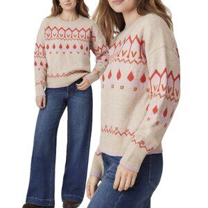 Scotch & Soda Fair Isle Pull-Over Crewneck Slouchy-Fit Sweater (Oat Heather)
